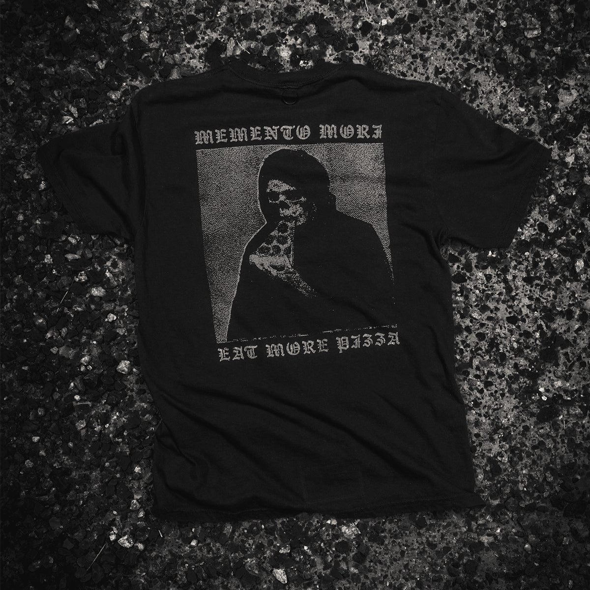 Memento Mori Eat More Pizza Shirt back graphic