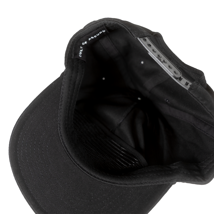 Inside of Life Is Suffering Hat showing mesh insert and closure