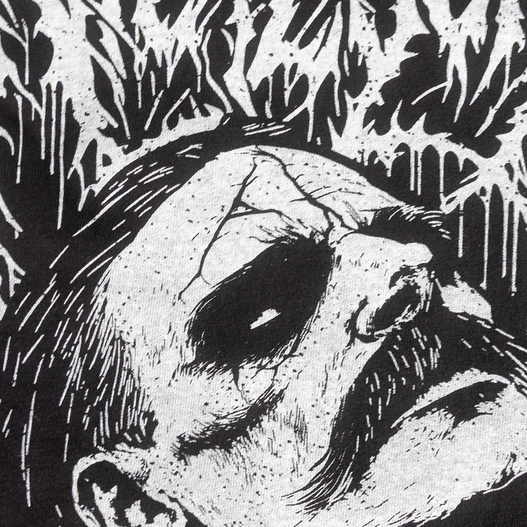 Close-up of the distressed Nietzsche portrait print