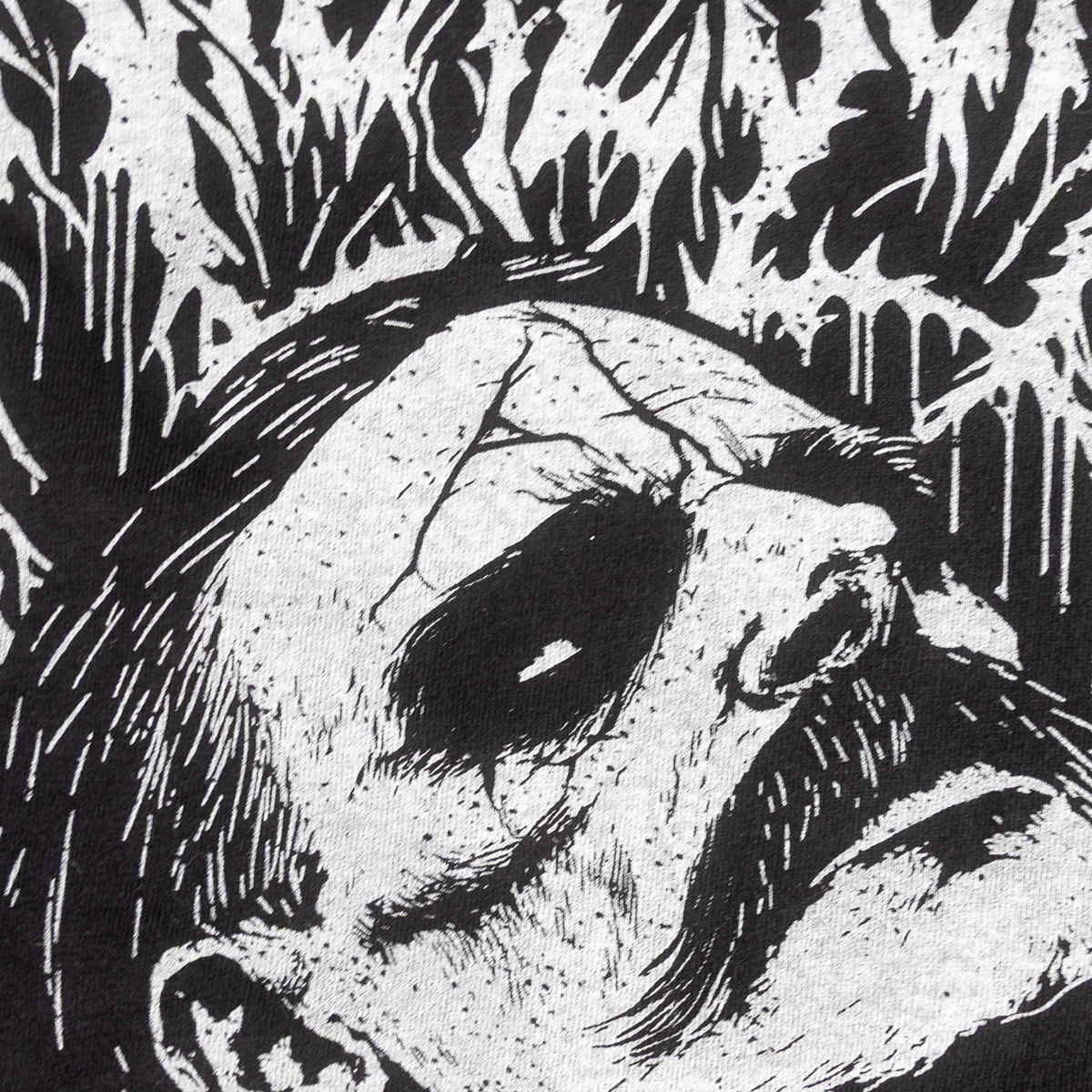 Close-up of the distressed Nietzsche portrait print