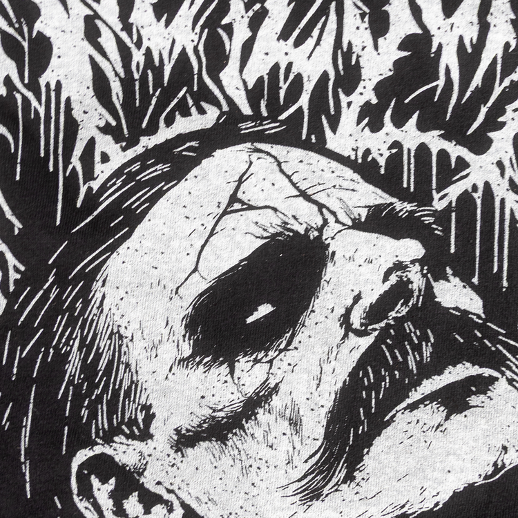 Close-up of the distressed Nietzsche portrait print