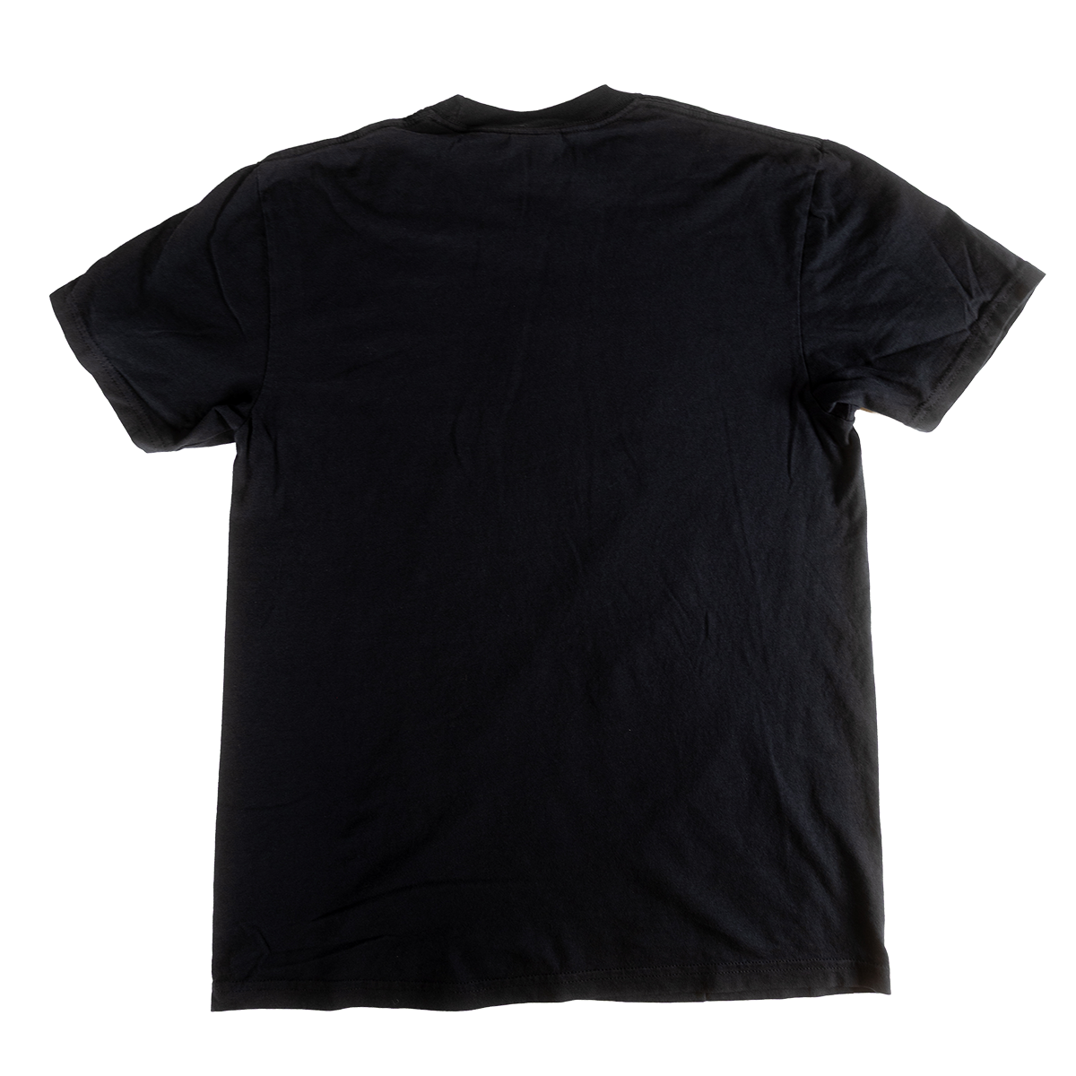 Unprinted back of the black Pizzza Party shirt