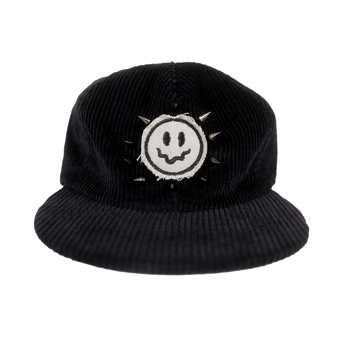 Front view of the Smiley Spiked Corduroy Hat
