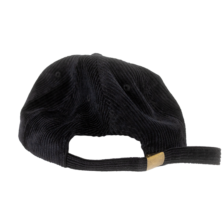 Back of corduroy hat with adjustable strap and clasp